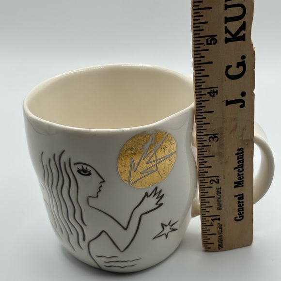 Starbucks 2013 Anniversary Mug Bone China Etched Siren Mermaid White Gold READ - Picture 11 of 15